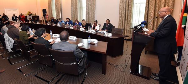 President Jacob Zuma addresses media after Presidential Infrastructure Coordinating Commission meeting, 10 Sept 2015