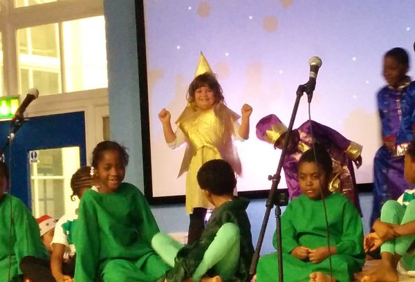 Poesy appears as the Star Trek insignia in the school Christmas pageant