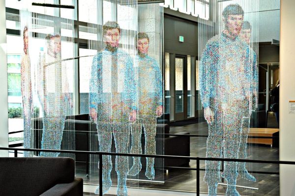 Star Trek sculpture by Devorah Sperber, Spock, Kirk and McCoy: Beaming-In (In-Between), Microsoft, Studio D, Redmond, Washington, USA