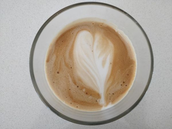 Caffe latte heart on a Sunny Winter Saturday - benchtop