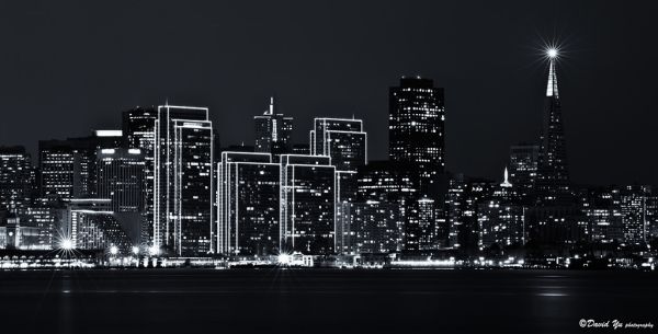 City at nite black and white study