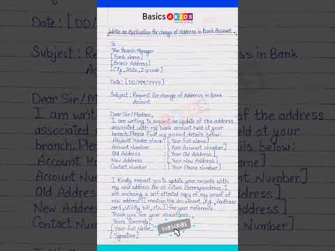Write An Application for Change of Address in Bank Account | Request for updating address in Bank