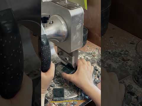How This Benchtop Stone Splitter Chops Green Marble Slabs into Mosaic Tiles Fast