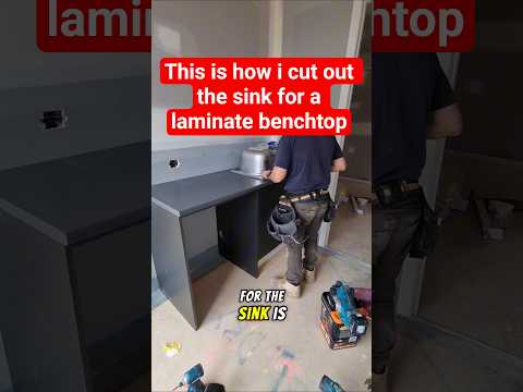 how I cut my laminate benchtop out for a sink🔨#laundry #laminate #benchtop  #joinery #customjoinery