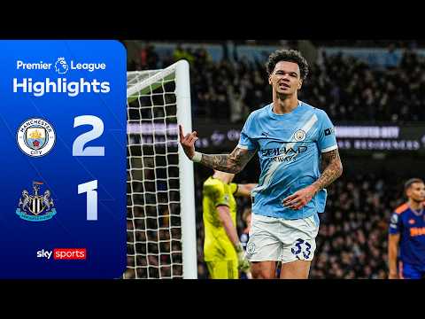 Man City two points behind leaders Arsenal | Man City 2-1 Newcastle | Premier League Highlights