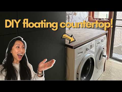 DIY Laundry Bench top over Washing Machine (with minimal support) | Floating Countertop