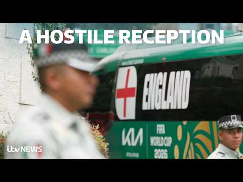 Riot police guard England's team hotel in Mexico City ahead of World Cup match